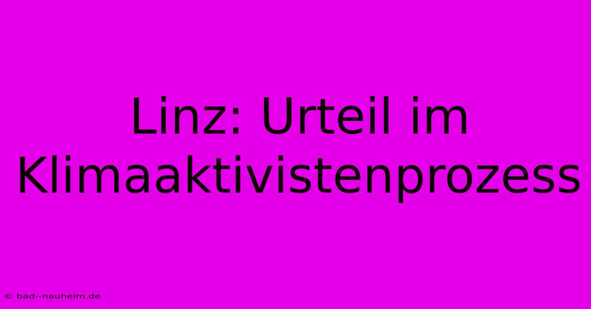 Linz: Urteil Im Klimaaktivistenprozess