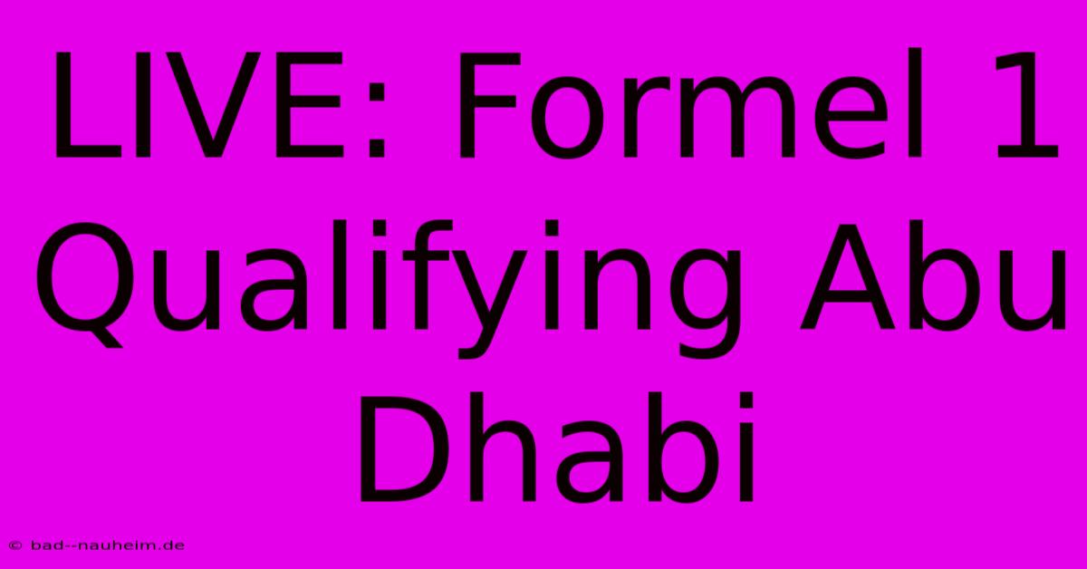 LIVE: Formel 1 Qualifying Abu Dhabi