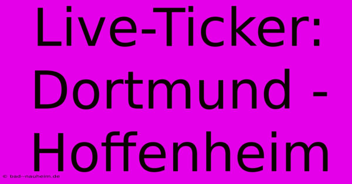 Live-Ticker: Dortmund - Hoffenheim