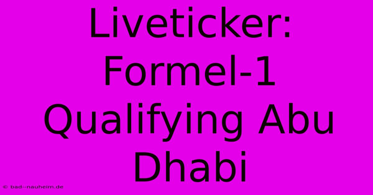 Liveticker: Formel-1 Qualifying Abu Dhabi