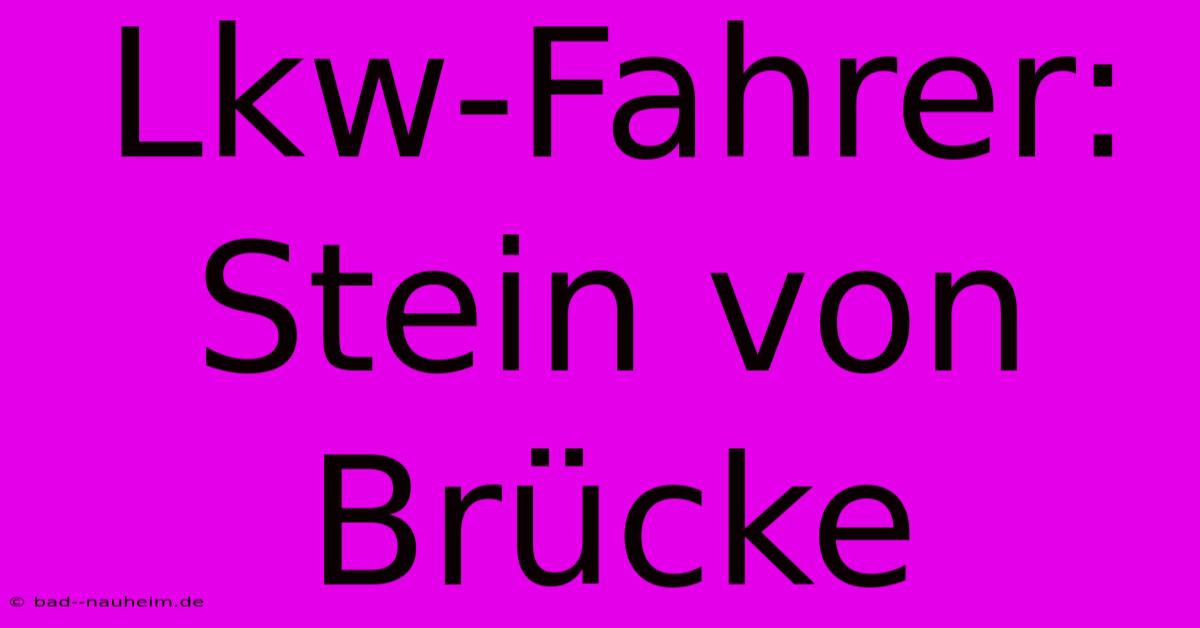 Lkw-Fahrer: Stein Von Brücke