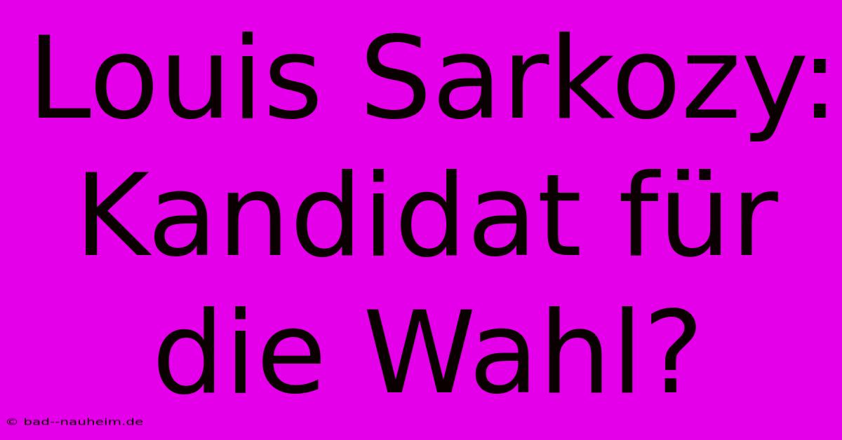 Louis Sarkozy: Kandidat Für Die Wahl?