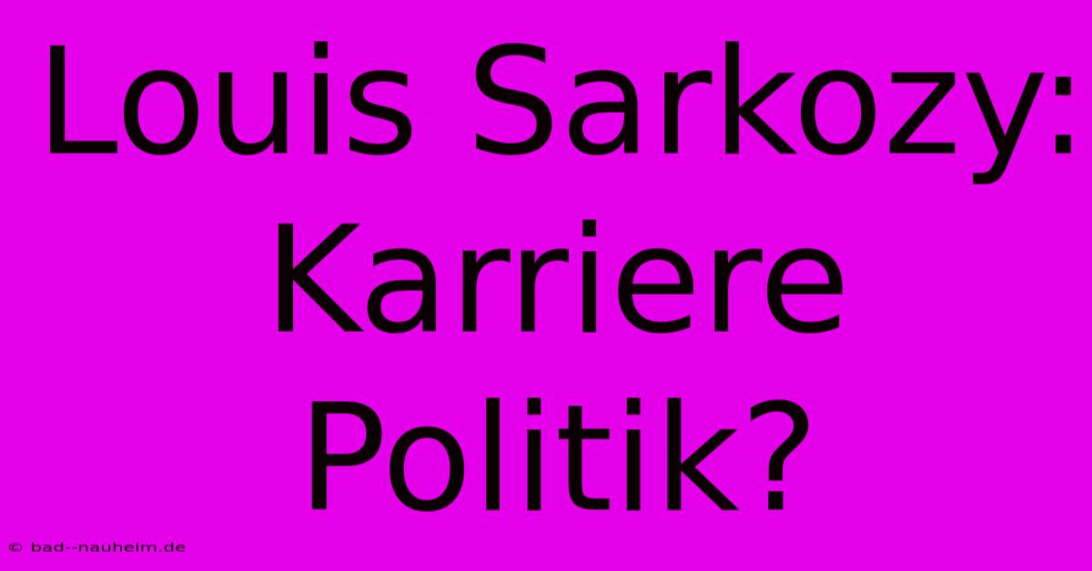 Louis Sarkozy: Karriere Politik?