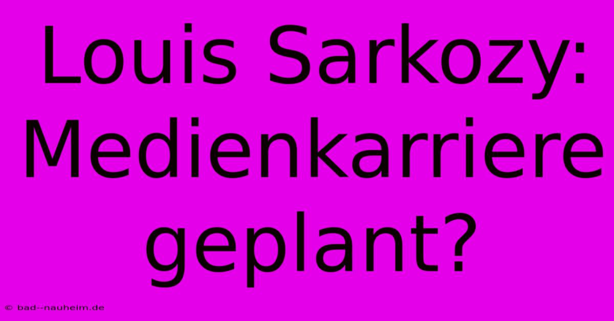 Louis Sarkozy:  Medienkarriere Geplant?