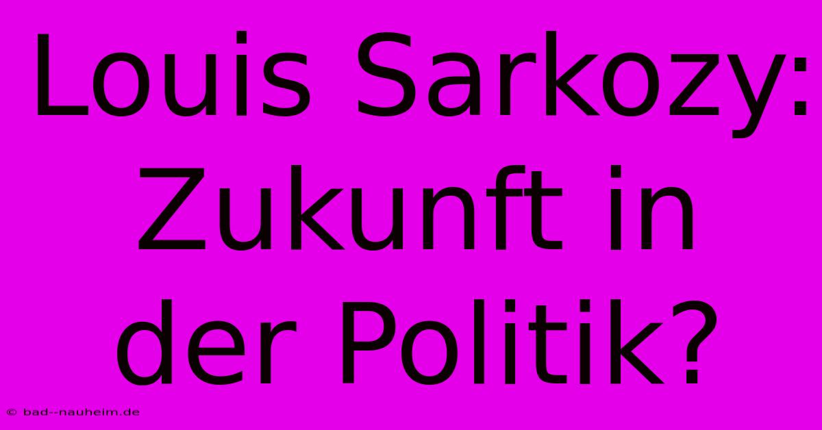 Louis Sarkozy: Zukunft In Der Politik?