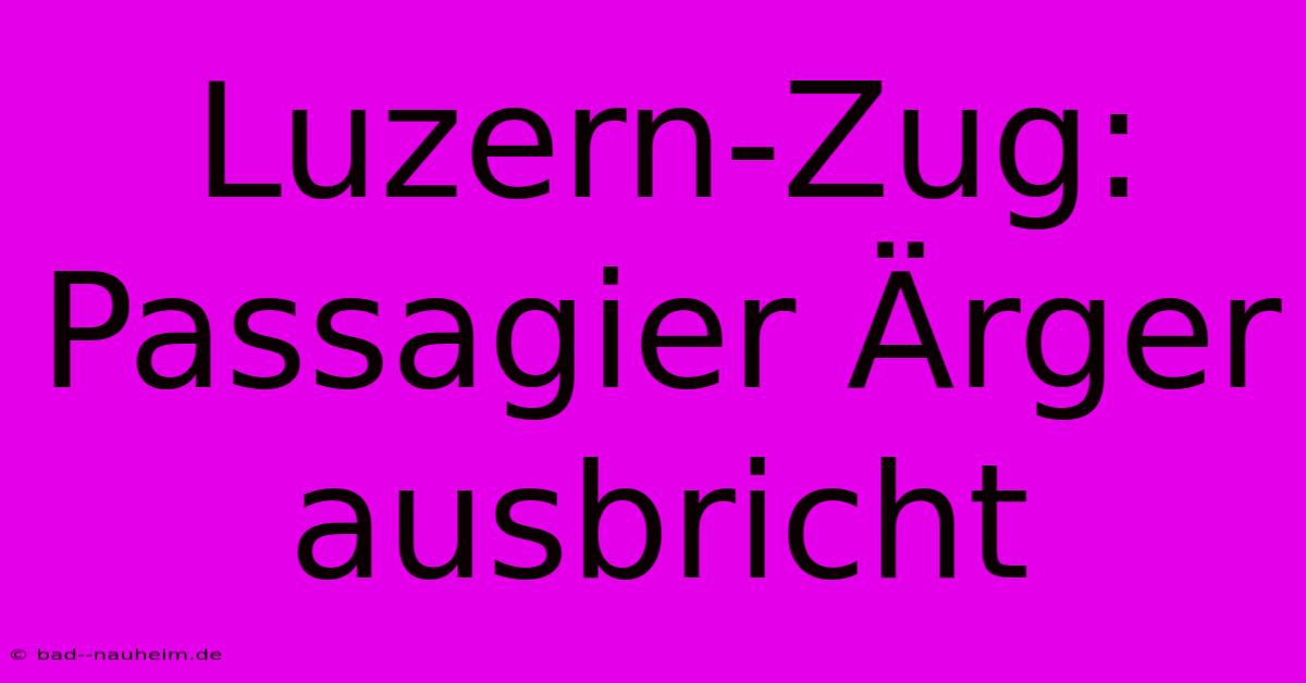 Luzern-Zug: Passagier Ärger Ausbricht