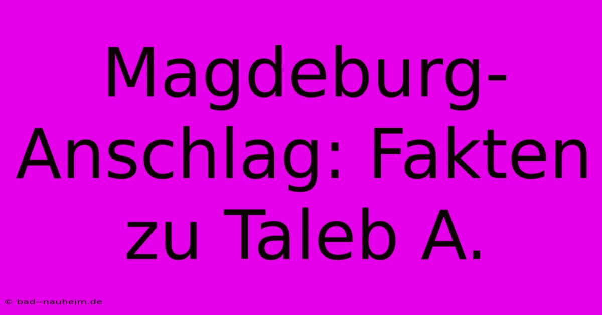 Magdeburg-Anschlag: Fakten Zu Taleb A.