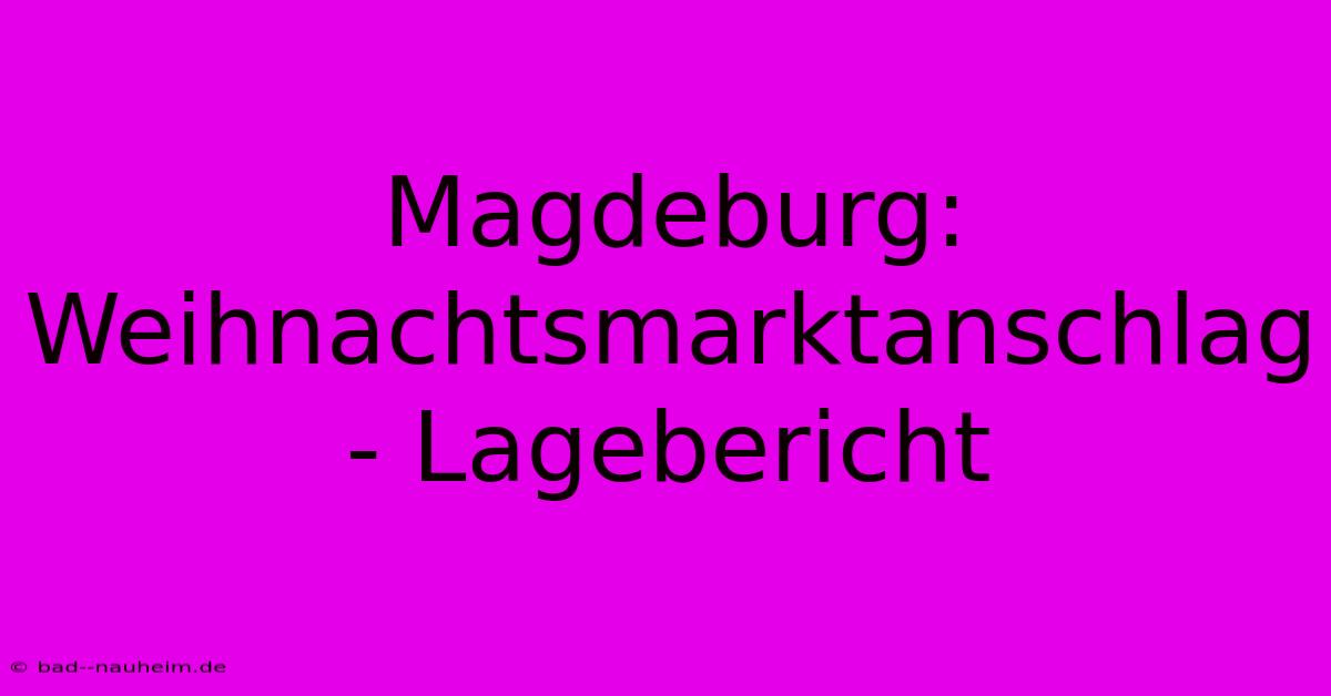 Magdeburg: Weihnachtsmarktanschlag - Lagebericht