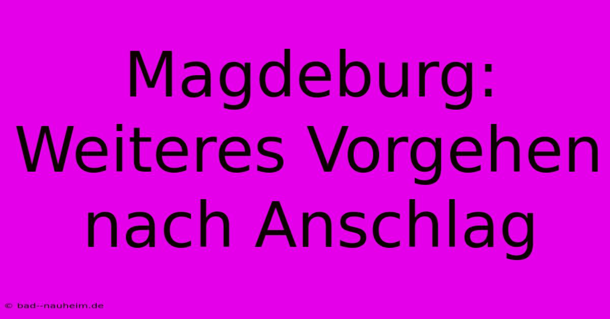 Magdeburg:  Weiteres Vorgehen Nach Anschlag