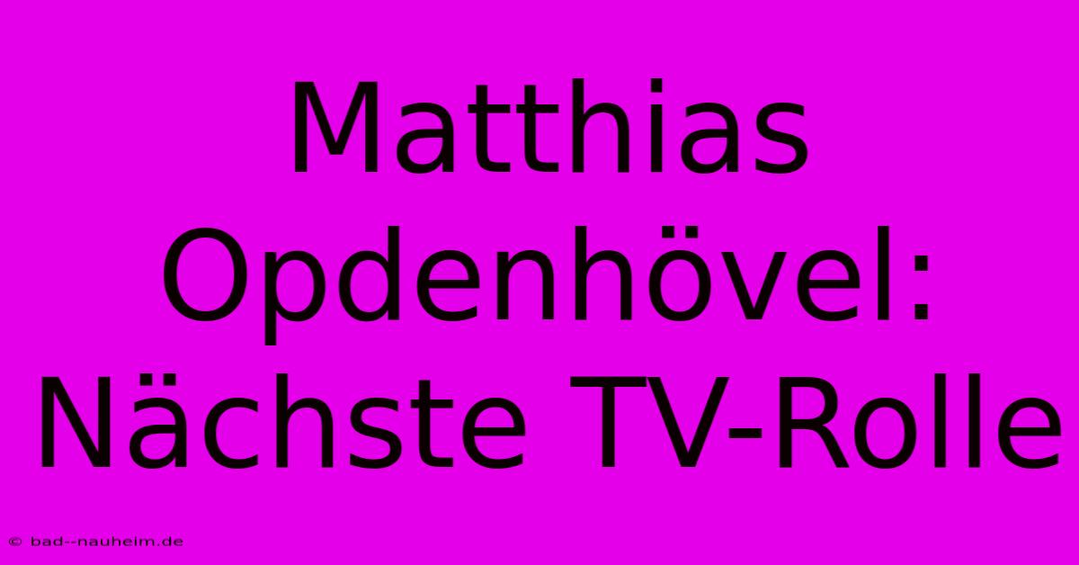 Matthias Opdenhövel: Nächste TV-Rolle