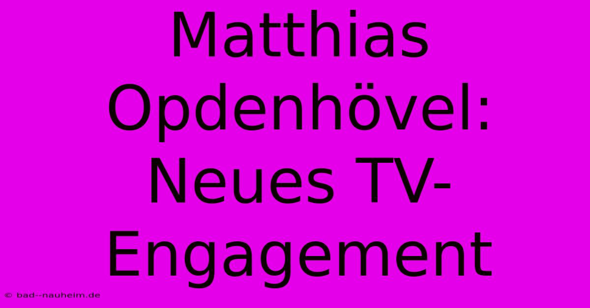 Matthias Opdenhövel:  Neues TV-Engagement