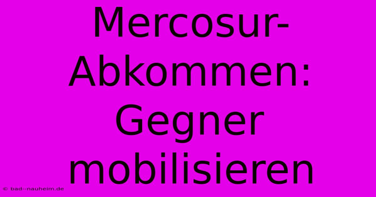 Mercosur-Abkommen:  Gegner Mobilisieren