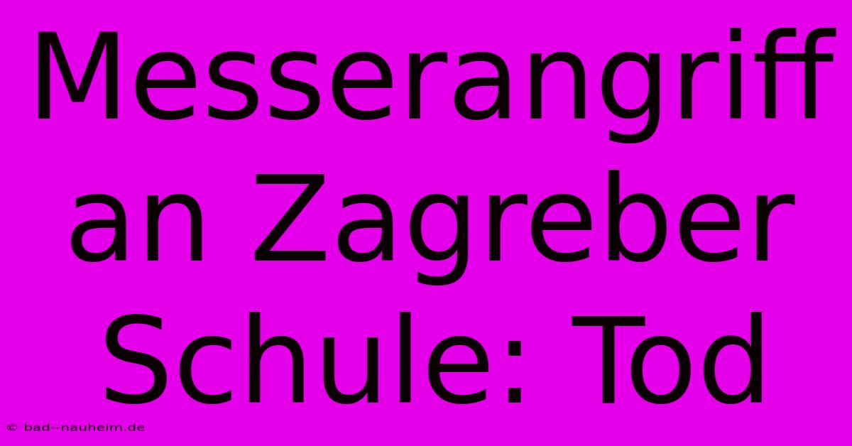 Messerangriff An Zagreber Schule: Tod