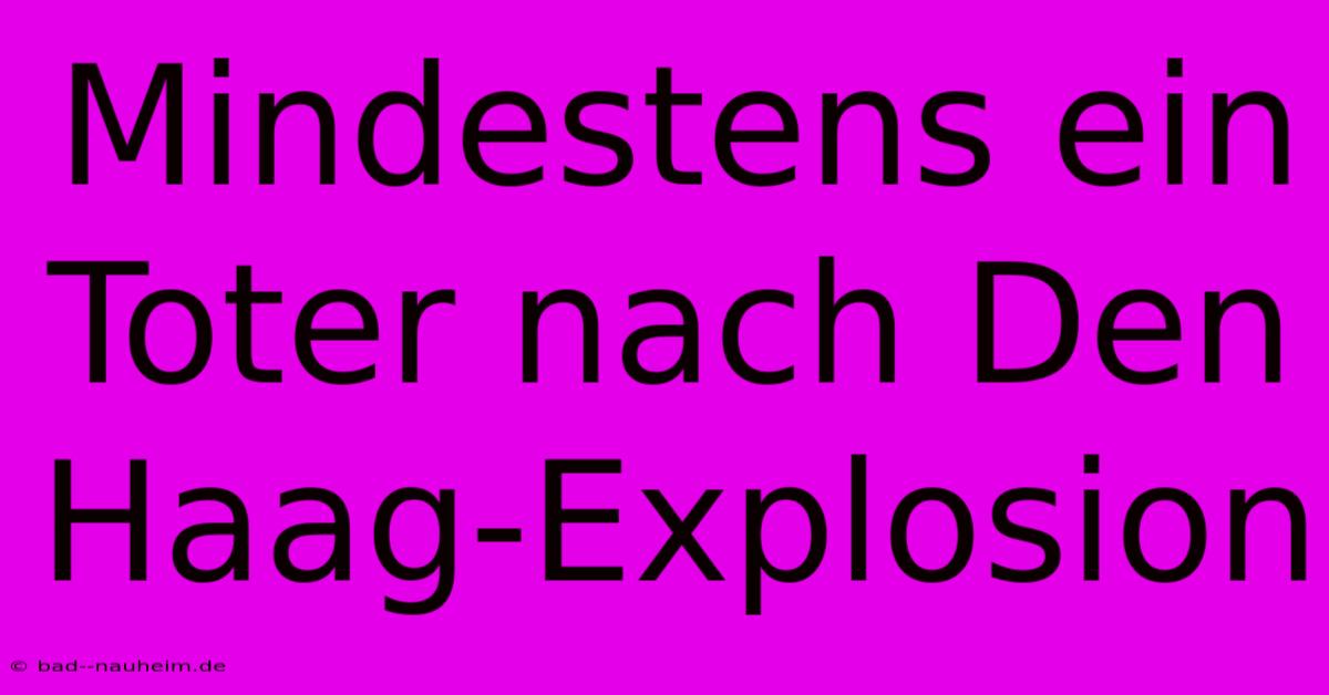 Mindestens Ein Toter Nach Den Haag-Explosion