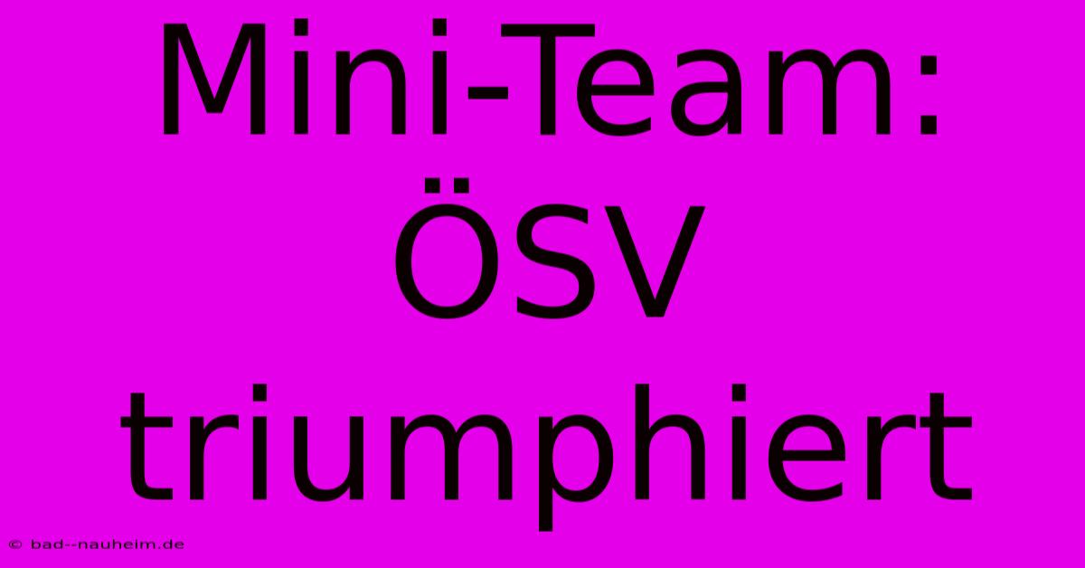 Mini-Team: ÖSV Triumphiert