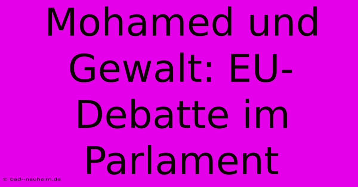 Mohamed Und Gewalt: EU-Debatte Im Parlament