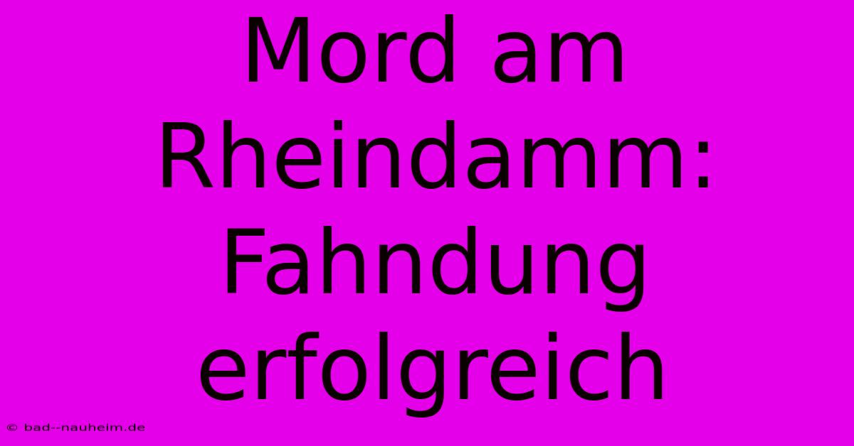 Mord Am Rheindamm: Fahndung Erfolgreich