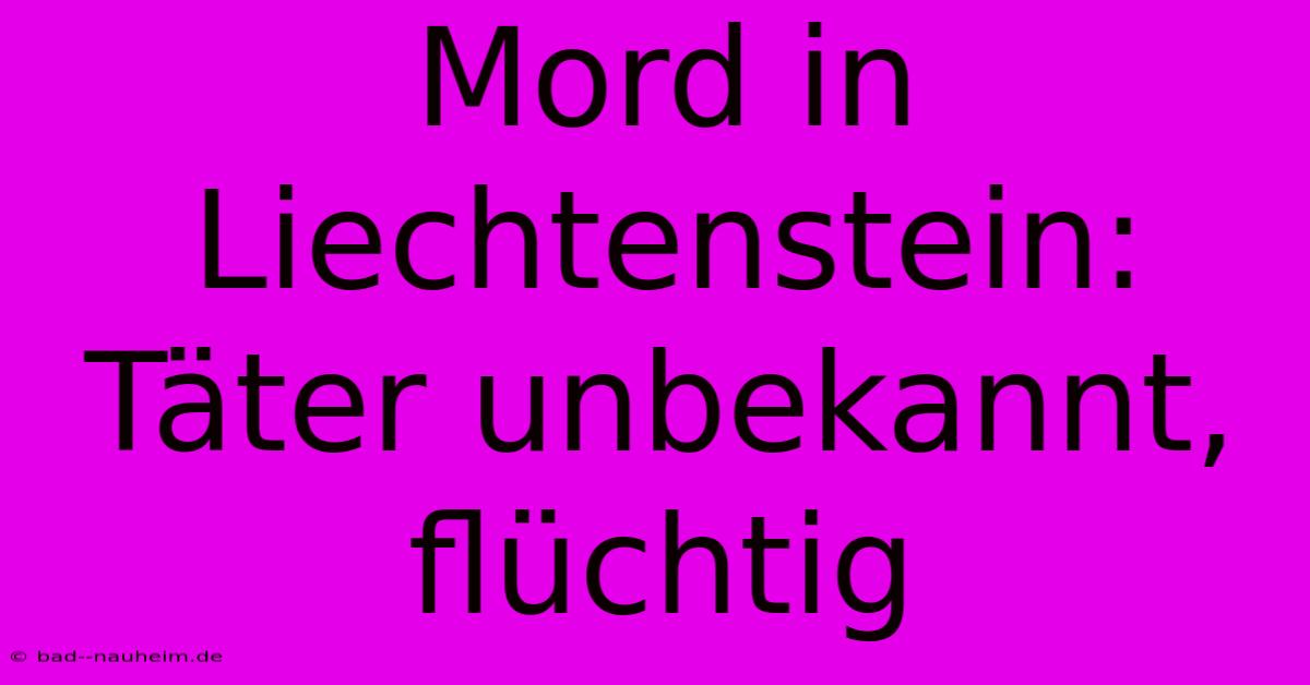 Mord In Liechtenstein: Täter Unbekannt, Flüchtig