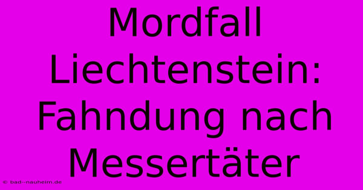 Mordfall Liechtenstein: Fahndung Nach Messertäter