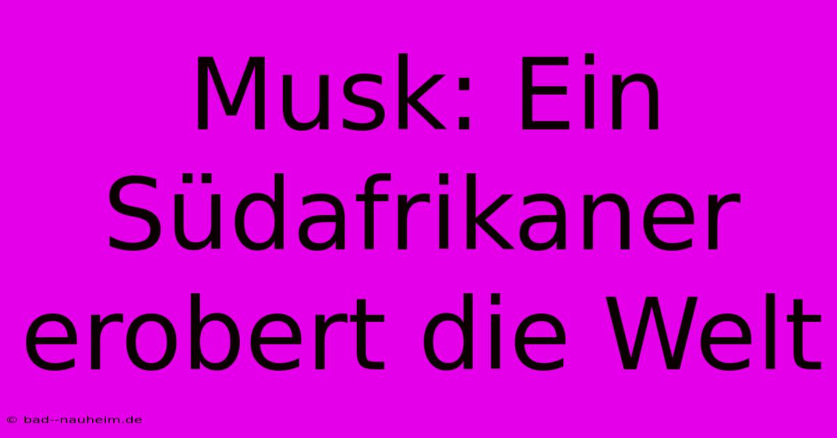 Musk: Ein Südafrikaner Erobert Die Welt