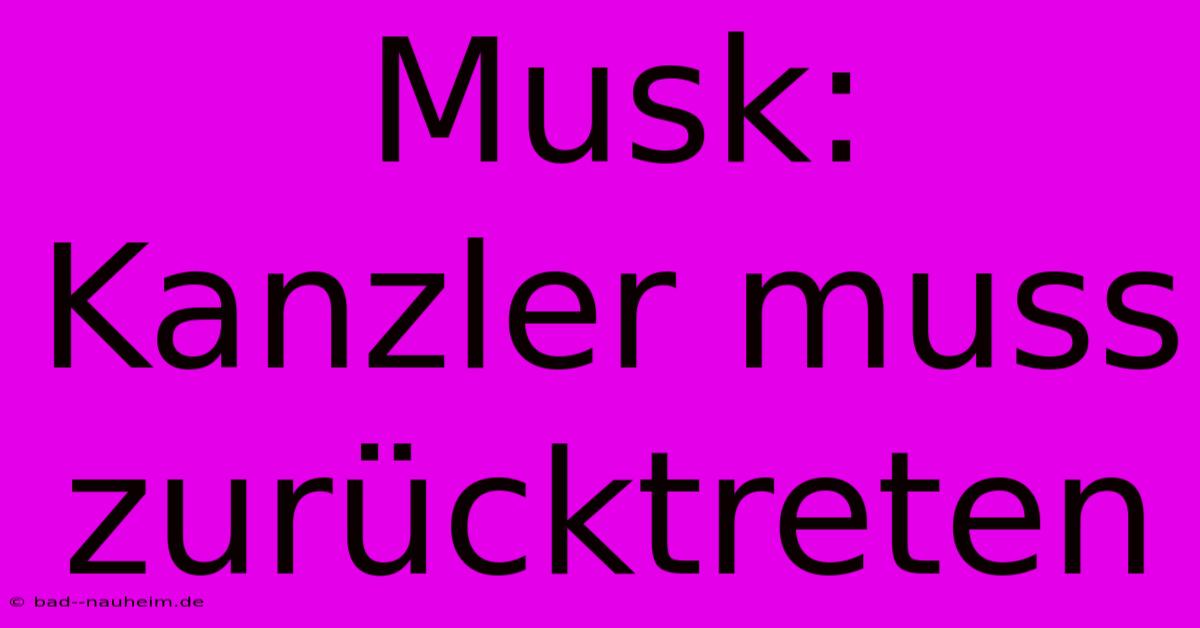 Musk: Kanzler Muss Zurücktreten