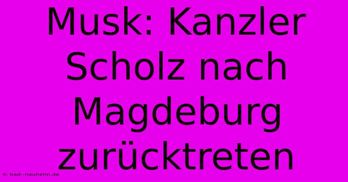 Musk: Kanzler Scholz Nach Magdeburg Zurücktreten