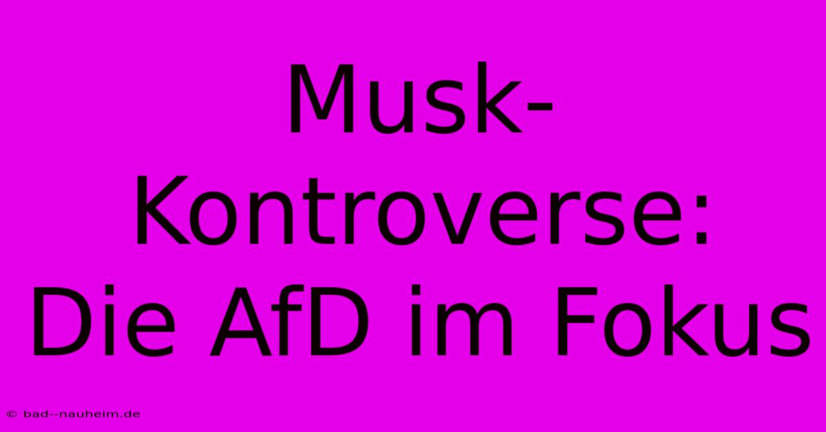 Musk-Kontroverse:  Die AfD Im Fokus