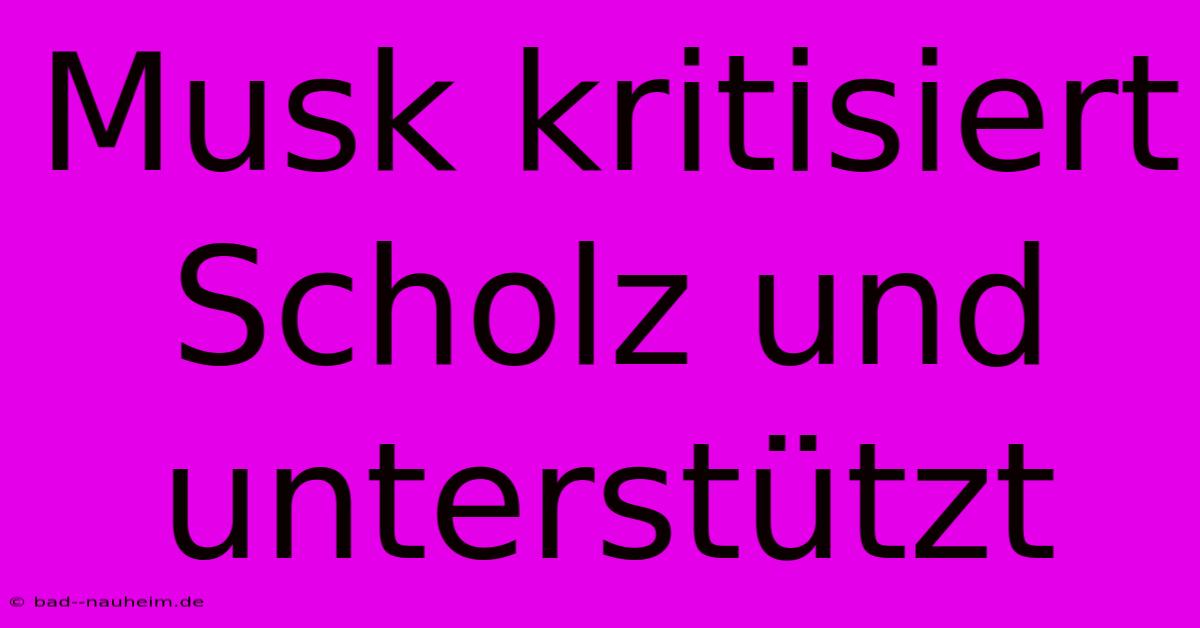 Musk Kritisiert Scholz Und Unterstützt