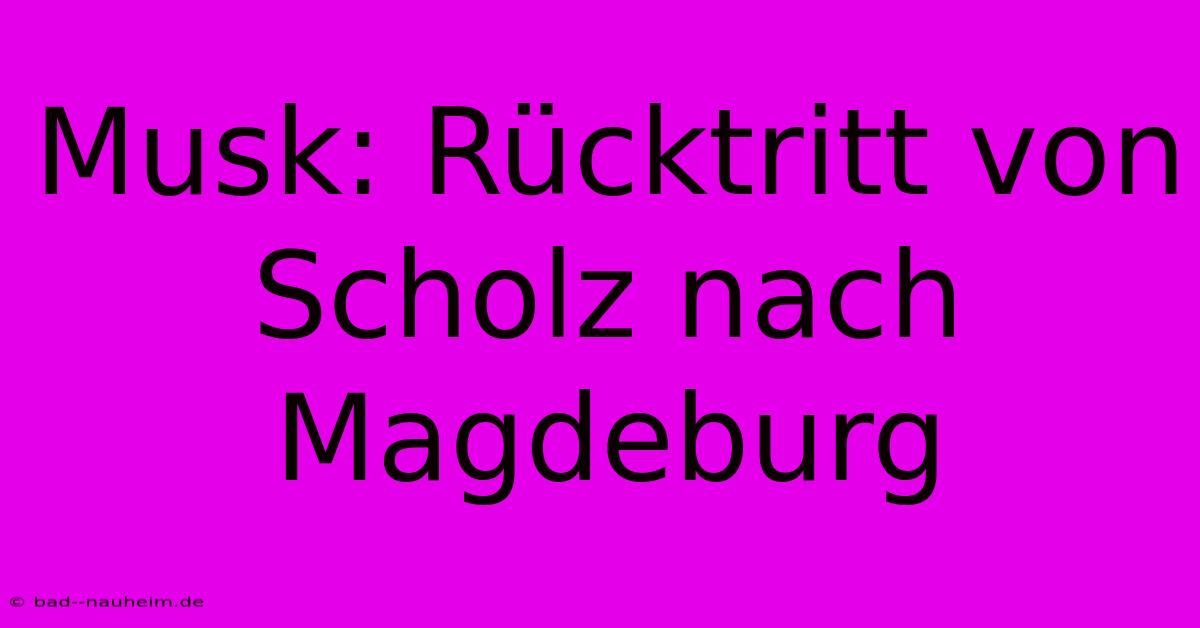 Musk: Rücktritt Von Scholz Nach Magdeburg