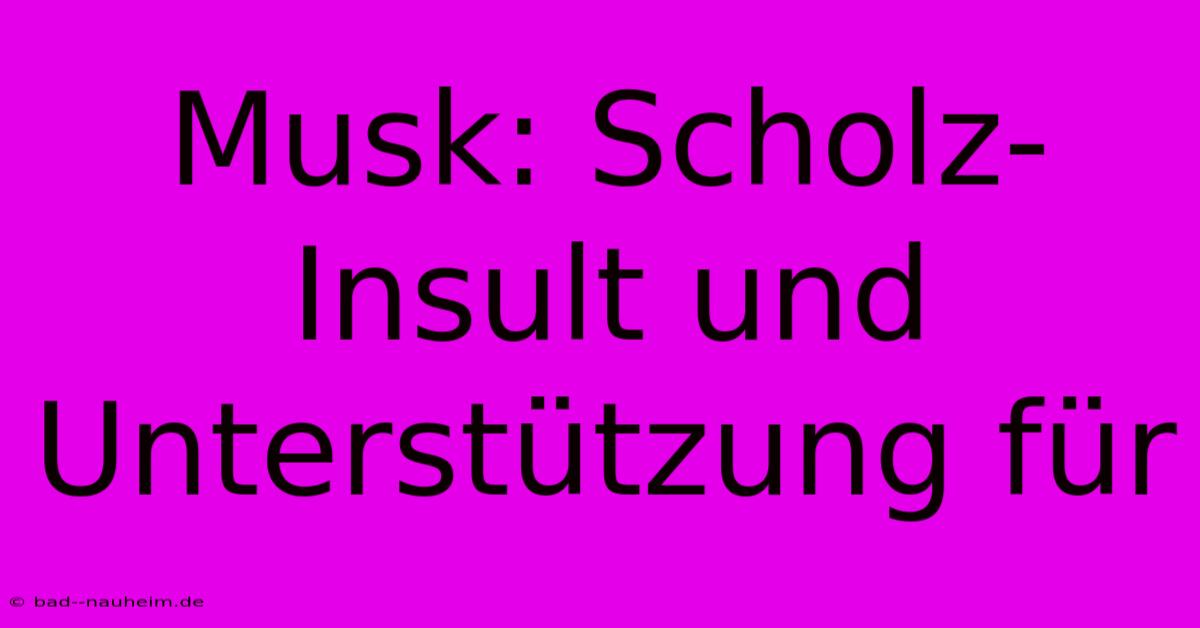 Musk: Scholz-Insult Und Unterstützung Für