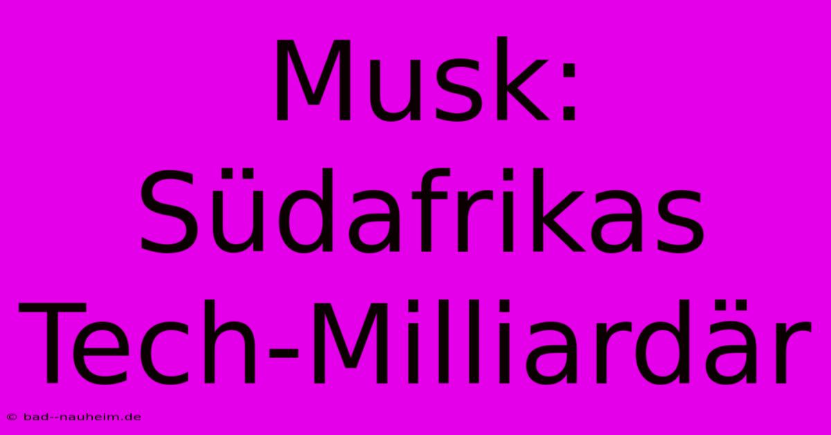 Musk: Südafrikas Tech-Milliardär