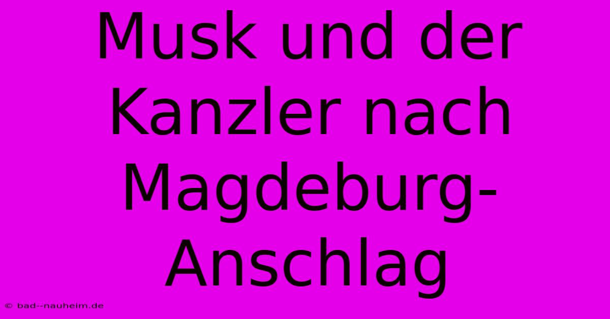 Musk Und Der Kanzler Nach Magdeburg-Anschlag