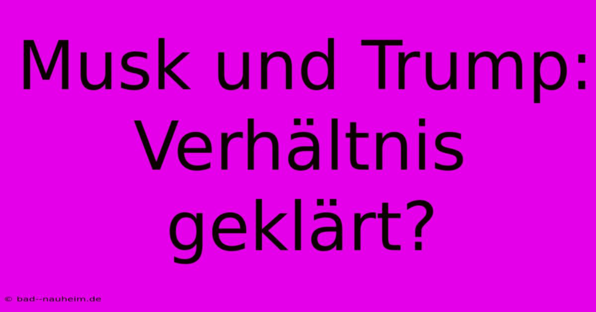 Musk Und Trump: Verhältnis Geklärt?