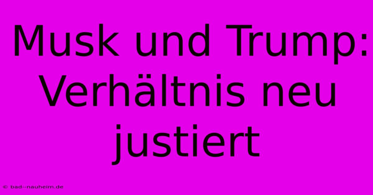 Musk Und Trump: Verhältnis Neu Justiert