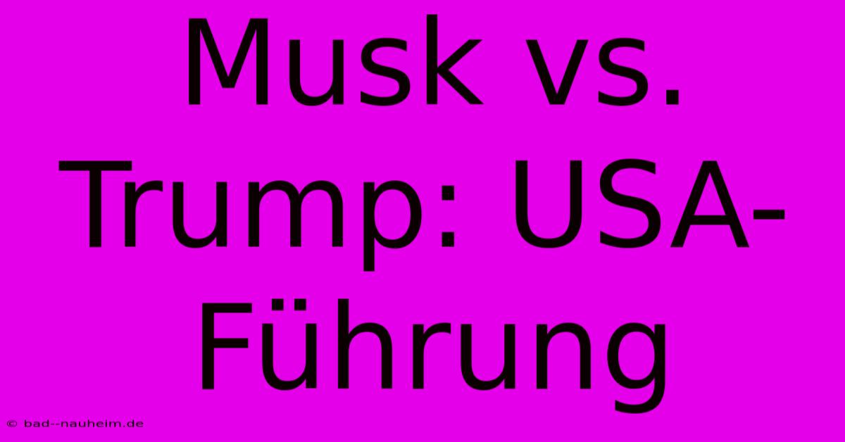 Musk Vs. Trump: USA-Führung