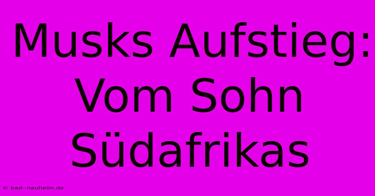 Musks Aufstieg: Vom Sohn Südafrikas