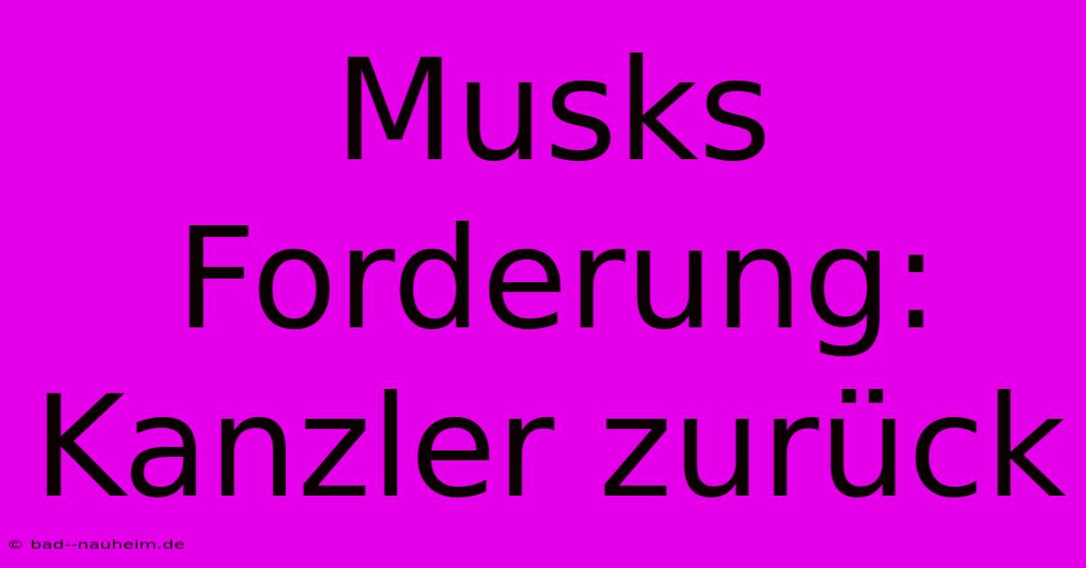 Musks Forderung: Kanzler Zurück