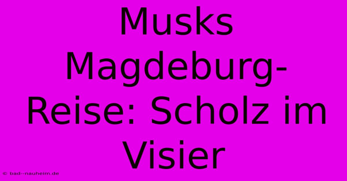 Musks Magdeburg-Reise: Scholz Im Visier