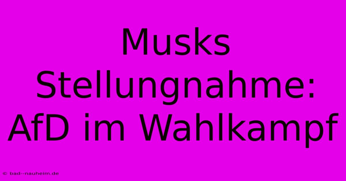 Musks Stellungnahme: AfD Im Wahlkampf