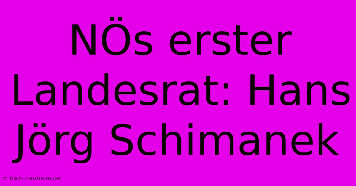 NÖs Erster Landesrat: Hans Jörg Schimanek