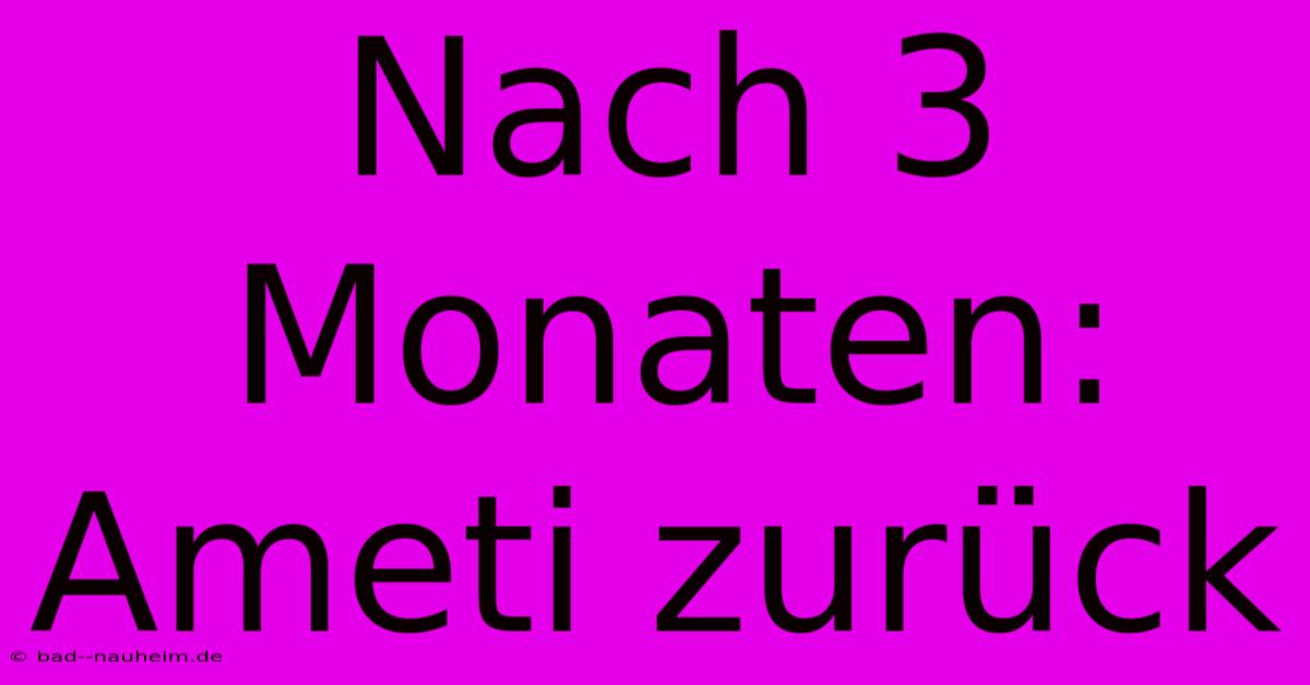 Nach 3 Monaten: Ameti Zurück