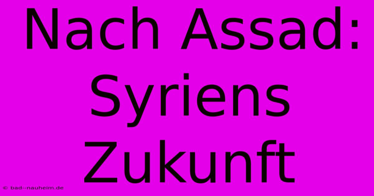 Nach Assad: Syriens Zukunft