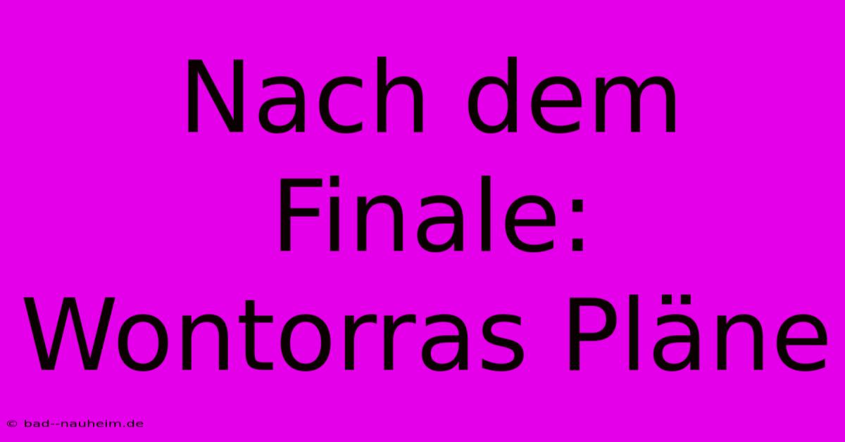 Nach Dem Finale: Wontorras Pläne