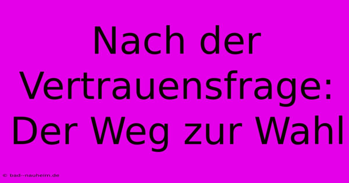 Nach Der Vertrauensfrage: Der Weg Zur Wahl