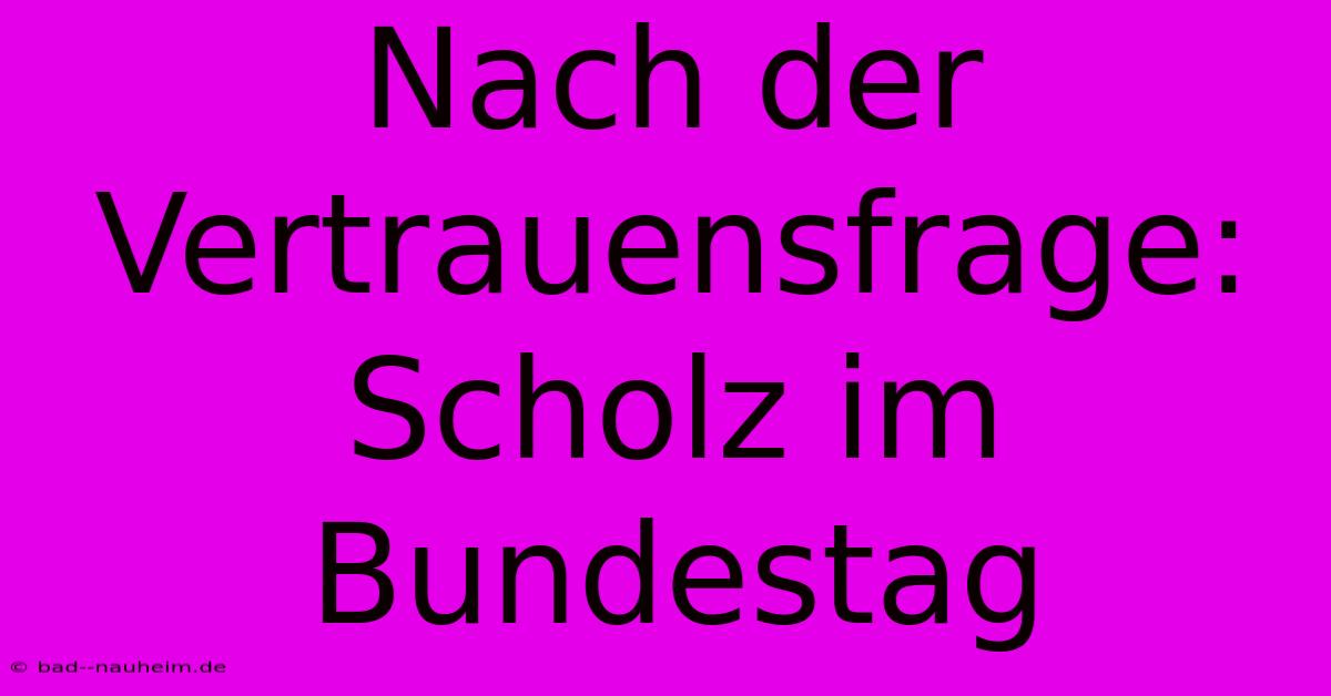 Nach Der Vertrauensfrage: Scholz Im Bundestag