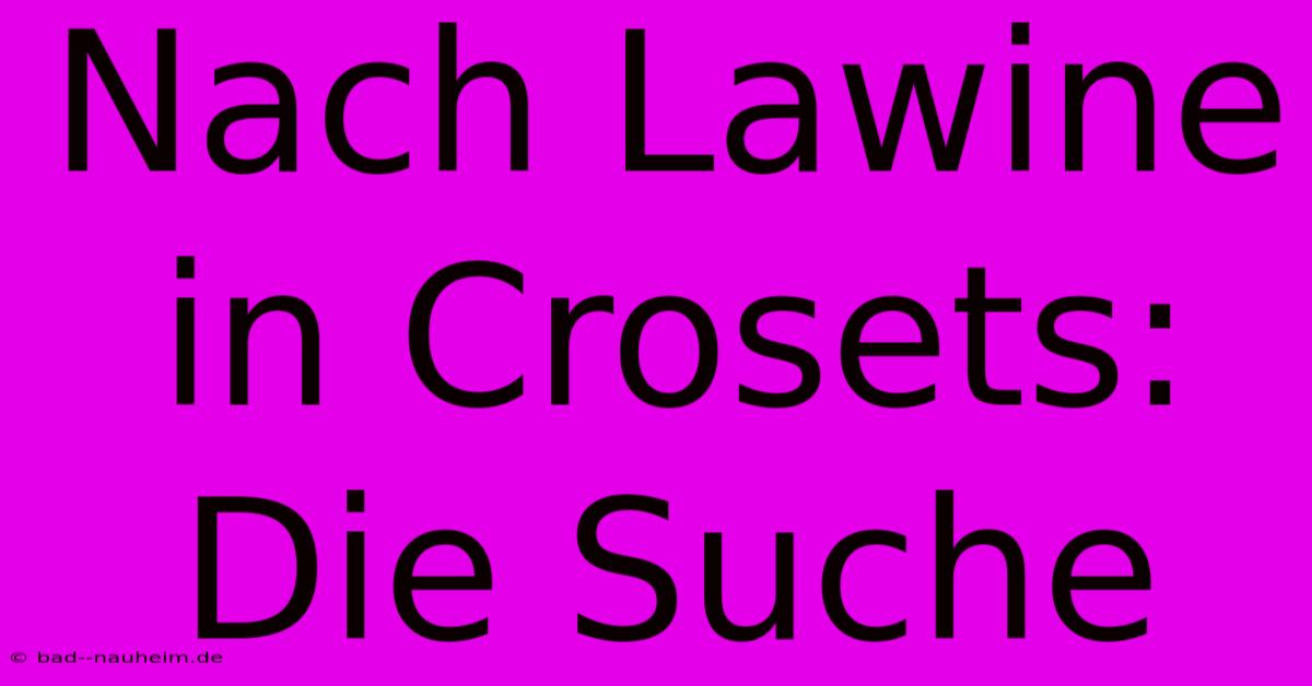 Nach Lawine In Crosets: Die Suche