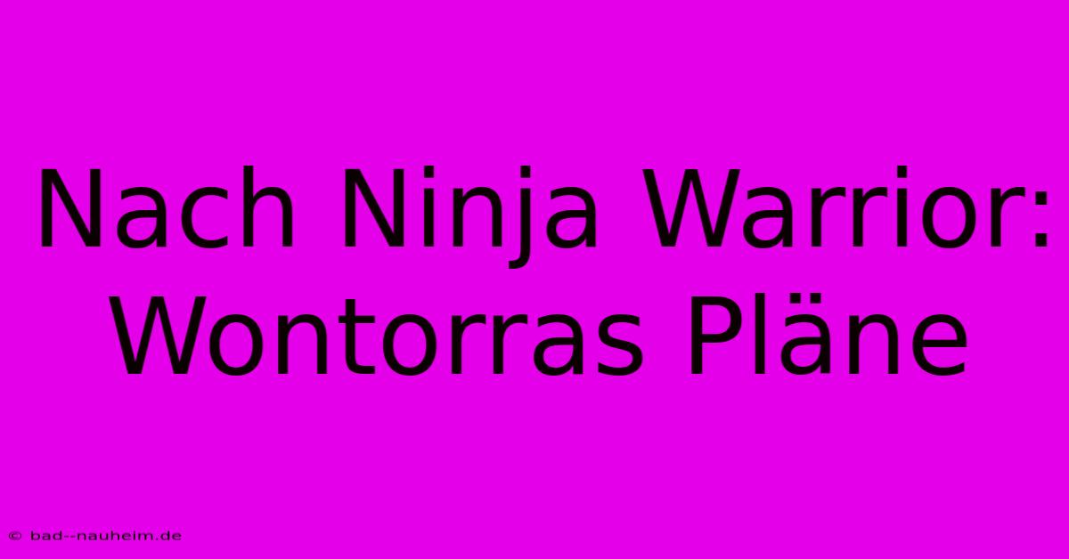 Nach Ninja Warrior: Wontorras Pläne