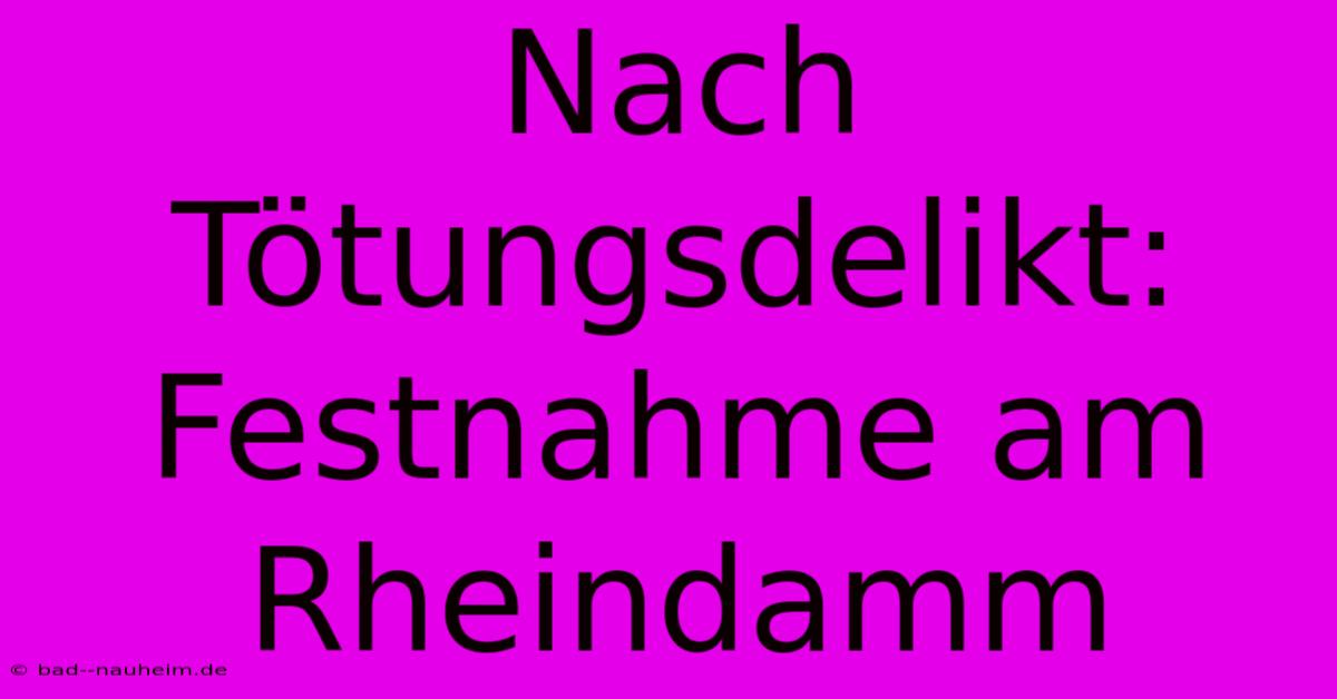 Nach Tötungsdelikt: Festnahme Am Rheindamm