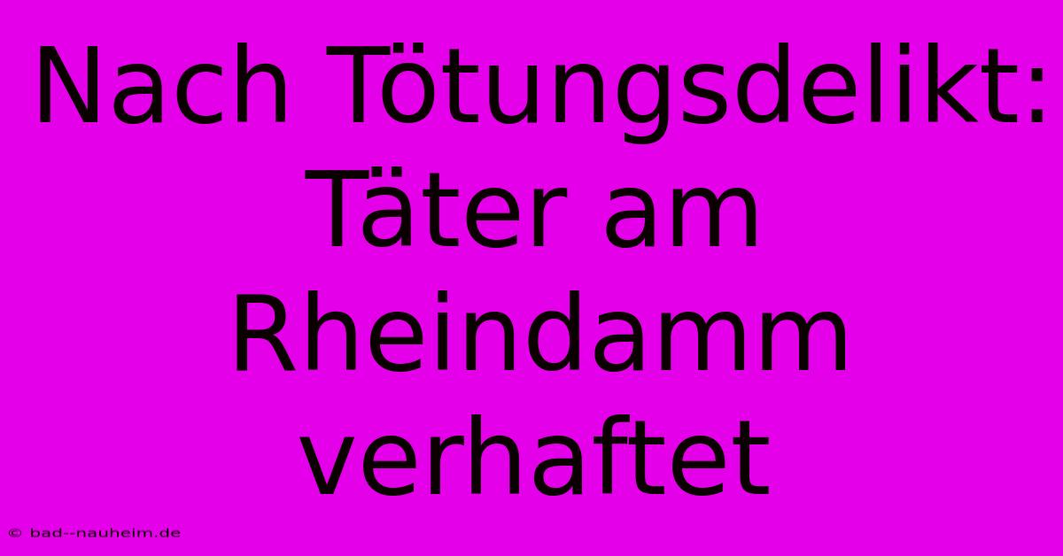 Nach Tötungsdelikt: Täter Am Rheindamm Verhaftet