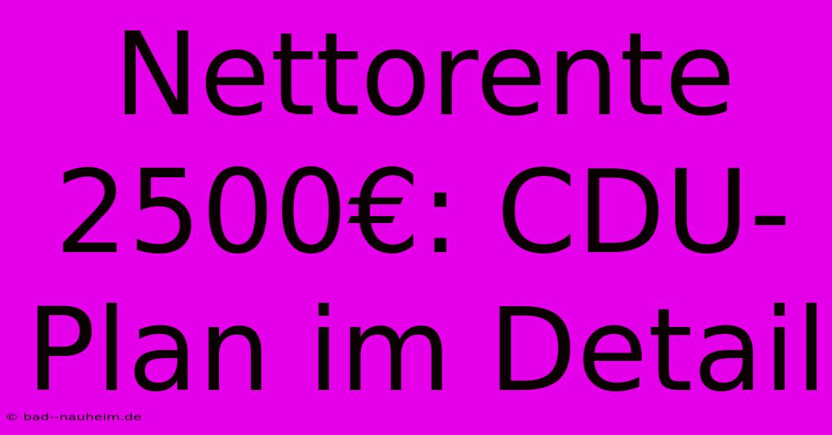 Nettorente 2500€: CDU-Plan Im Detail